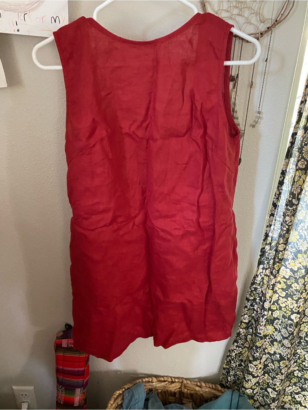 Brand New Red Linen Blend Shift Dress